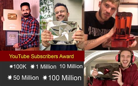 Youtube Subscribers Award Play Button 100k 1m 10m 50m 100m