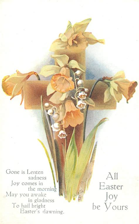 Full Sized Image All Easter Joy Be Yours Cross Daffodils Lilies Of