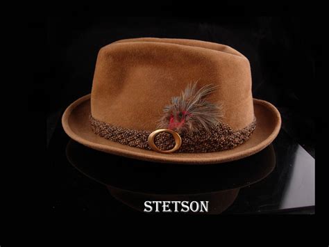 Vintage Stetson Hat John B Heritage The Sovereign Tan Fedora Feather