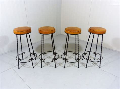 Set Of 4 Vintage Wrought Iron Bar Stools 1950s Design Market