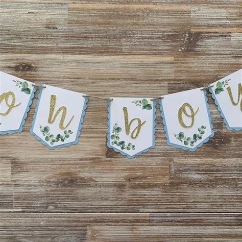 Baby Boy Banner Baby Shower Banner In Sage Green Gold And Etsy