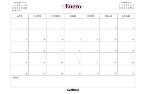 Calendario Mensual Para Imprimir 2021 Gratis