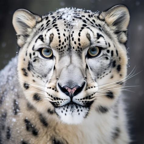 Premium Ai Image Snow Leopard Portrait