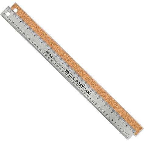 Breman Precison Metal Ruler 18 Inch Stainless Steel Corked Backed