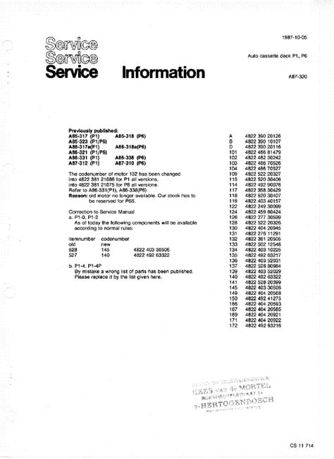 PHILIPS P1 P6 SI A87-320 CARCASSETTEDECK Service Manual download