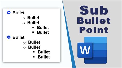 How To Create Sub Bullet Points In Microsoft Word Youtube