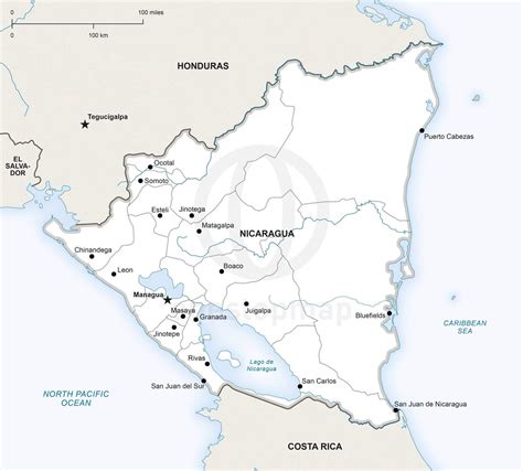 Political Map Of Nicaragua Hiking In Map