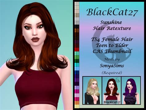 Sonyasims Sunshine Hair Retextured By Blackcat27 ~ The Sims Resource