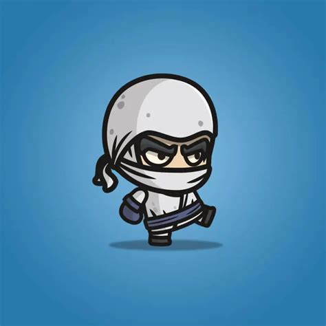 White Ninja 2d Character Sprite For Game Tokegameart