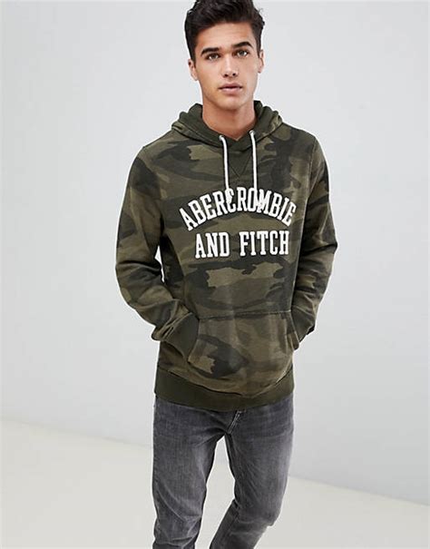 abercrombie and fitch icon logo camo print hoodie in green asos