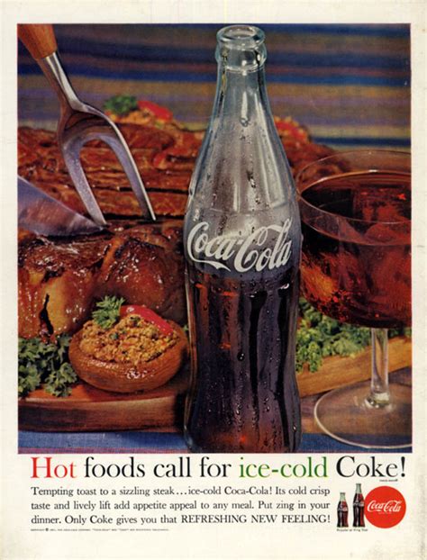 Hot Foods Call For Ice Cold Coke Coca Cola Ad 1961 L