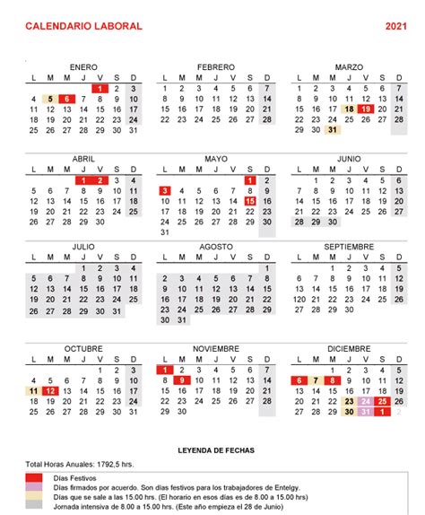 Calendario laboral de barcelona del 2021 (con todos los festivos). Calendario Laboral 2021 - Sección Sindical Entelgy CCOO