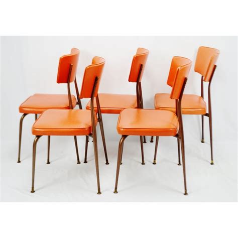 Mid Century Modern Orange Dining Chairs Set Of 5 Chairish