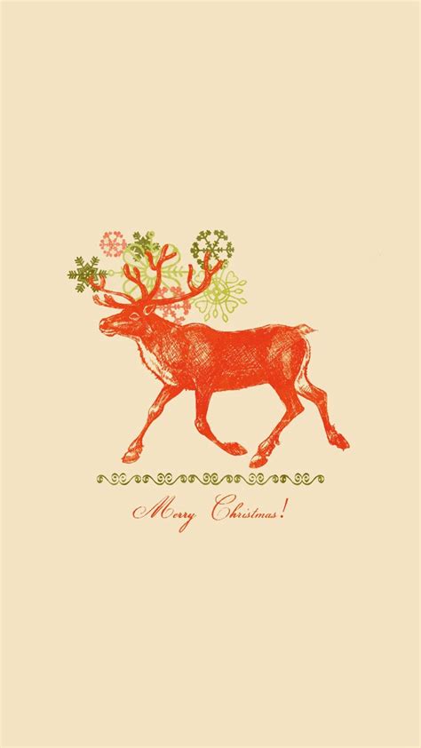 Merry Christmas Vintage Reindeer Illustration Iphone 6 Wallpaper