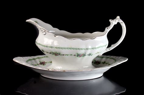 Antique Gravy Boat T And R Boote Flemish Garland Royal Semi Porcelain