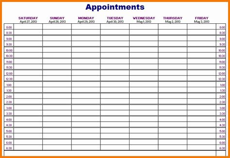 Weekly Appointment Calendar Template Awesome Appointment Book Templates