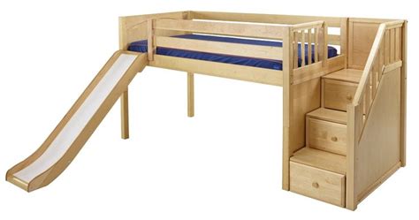 Browse reader submitted photos for ideas and advice. Maxtrix Low Loft Bed w/Staircase on End & Slide | DIY Kids ...