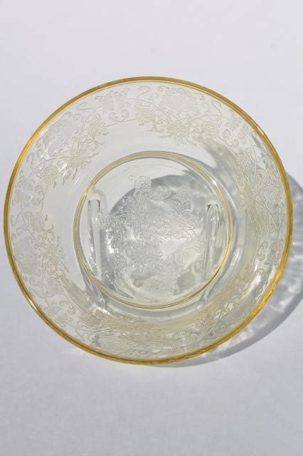 Vintage Depression Glass Yellow Hazel Atlas Florentine 2 Poppy Bowl