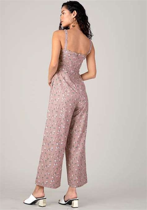 buy women pink floral strappy jumpsuit date night dress online india faballey