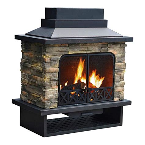 Outdoor Fireplace Faux Stone Steel Wood Burning Modern Portable For