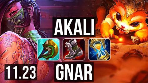 Akali Vs Gnar Top Defeat Solo Kills M Mastery Games Br Master Youtube