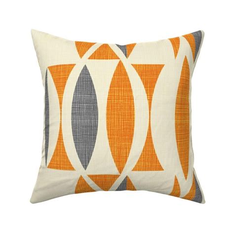 Vintage Style Mod Throw Pillow Field In Orange Gray By Etsy Uk