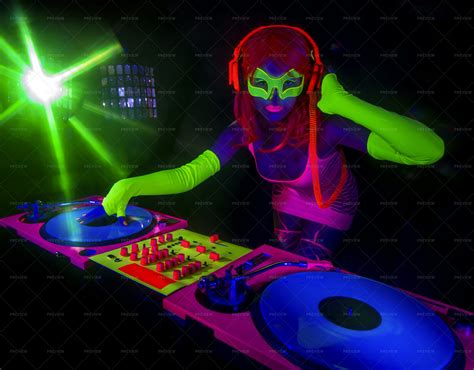 Dj In Neon Clothing Stock Photos Motion Array
