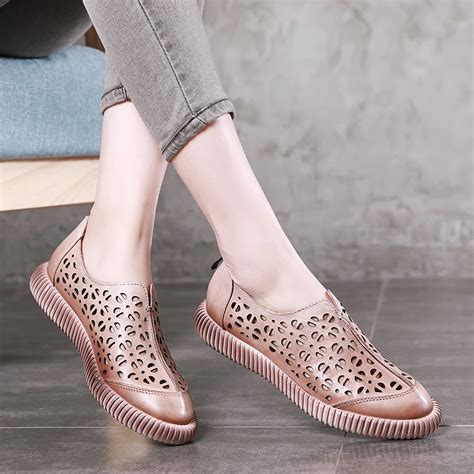 Stitching Shoes For Women Vallu 100 Real Leather Female Flat Shoes