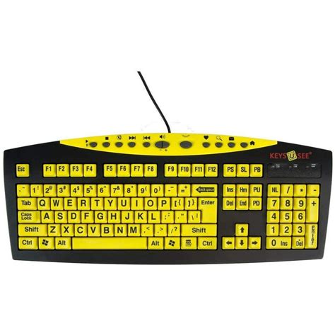 Keys U See Large Print Usb Wired Computer Keyboard Yellow Keys With