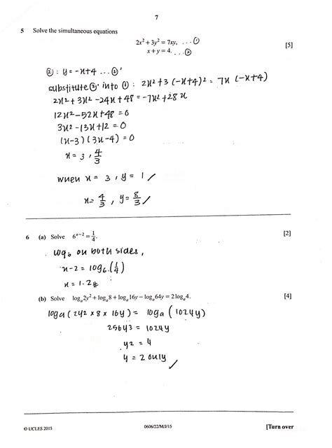 Cambridge igcse maths exam past papers. IGCSE Add Maths Working Answers 0606/22 Paper 2 2015 ...