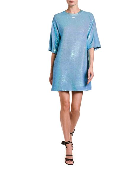 Off White Sequined Shift Dress Neiman Marcus
