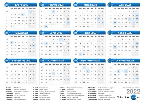 Calendario Semanas 2022 2022 Spain