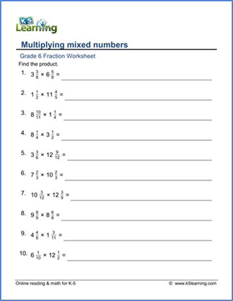 Practice taking exponents of whole numbers. Grade 6 Multiplication and Division of Fractions ...