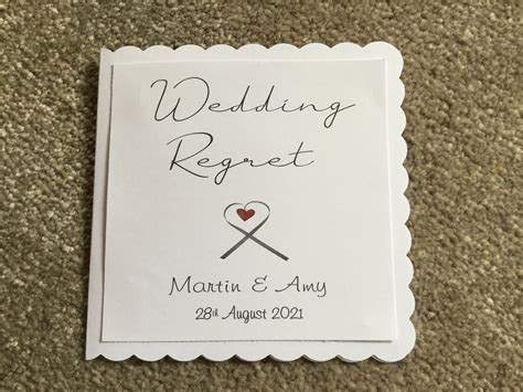 Handmade Personalised Wedding Regret Card Etsy