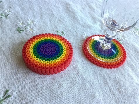Set Of 4 Lgbt Gay Pride Round Perler Bead Coasters Ready To Etsy