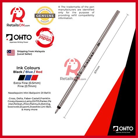 Ohto Refill D1 For Minimultifunction Ballpoint Pens Eff Standard