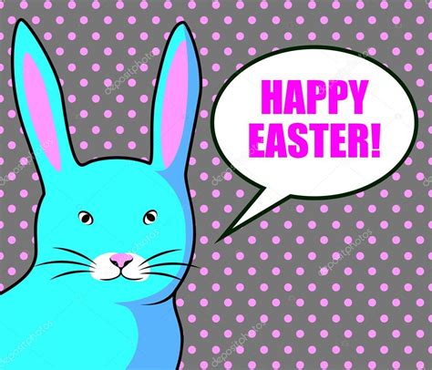 Happy Easter Cards Illustration Pop Art Style With Easter Bunny Easter