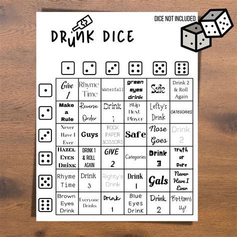 Drunk Dice Drinking Game Great For Pre Games Parties Bachelorette Parties Available As A