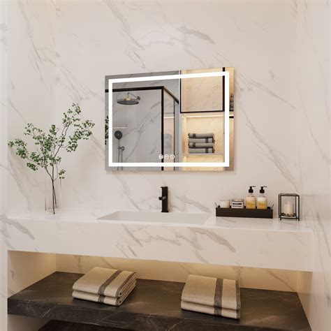 Givingtree Iridescent 84 In W X 32 In H Rectangular Frameless Rgb Led Lighted Defog Bathroom