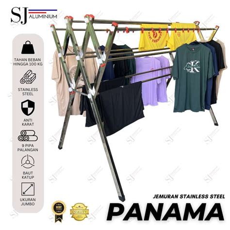 Promo Jemuran Pakaian Baju Handuk Stainless Steel Panama Palang 9