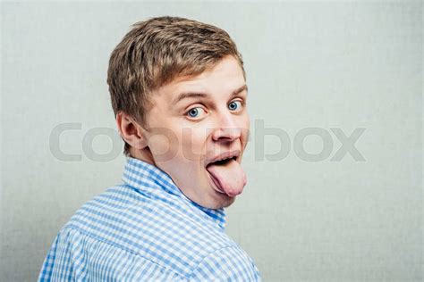 Man Shows Tongue Stock Image Colourbox