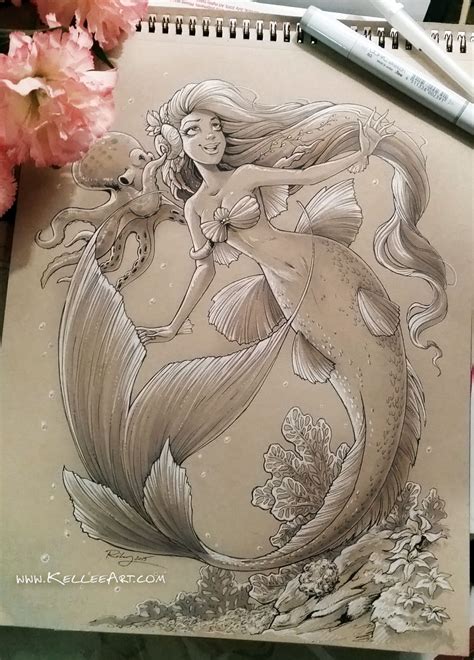 Mermaid 3 By Kelleeart Картины с русалками Рисунки русалки Русалочка