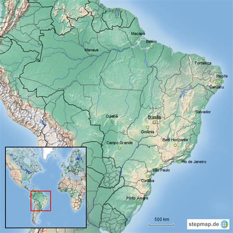 Stepmap Brasilien Bersicht Landkarte F R Brasilien