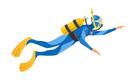 Scuba Diver Diver On A White Background Vector Illustration In