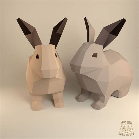 Rabbit Sculpture Papercraft Rabbit Paper Bunny Bunny Etsy
