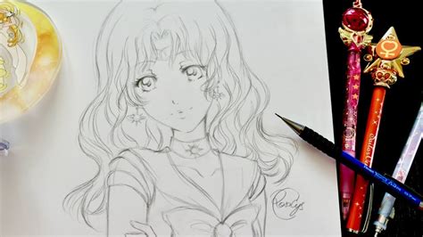 Speed Drawing Sailorneptune Dessin Au Crayon Fan Art Manga Portrait