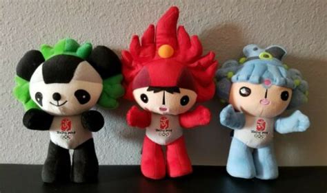 2008 Olympics Beijing Mascots Plush 3 Pc Doll Set Official Licensed