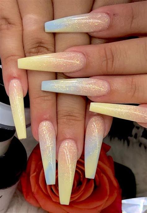 Special Yellow Coffin Nails Art You Should Try In Summer - Lily Fashion
