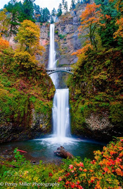 Multnomah Falls In Autumn Landscape Photography Nature Waterfall