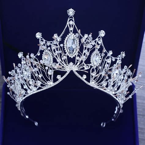 European Rhinestone Crystal Wedding Tiaras Crowns For Bride Pearl Queen